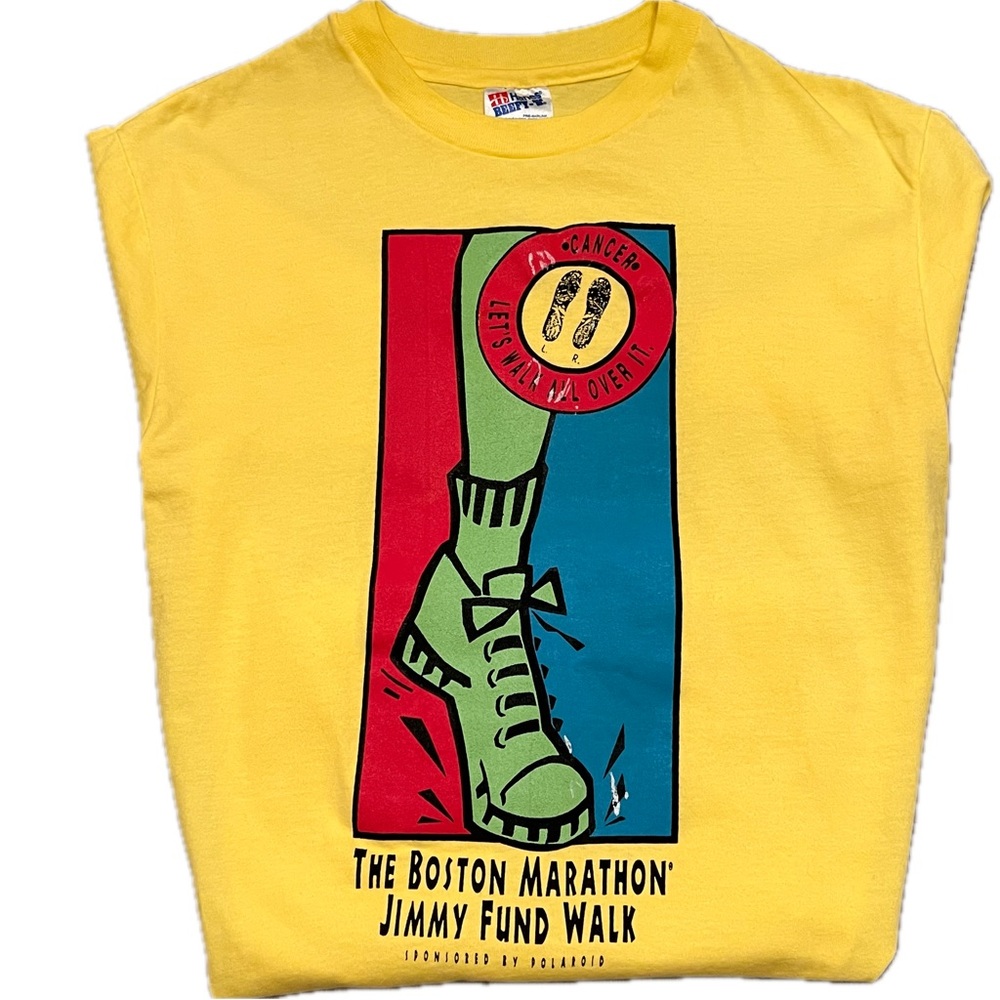 Vintage Boston Marathon Jimmy Fund Walk T-Shirt single stitch 80s 90s